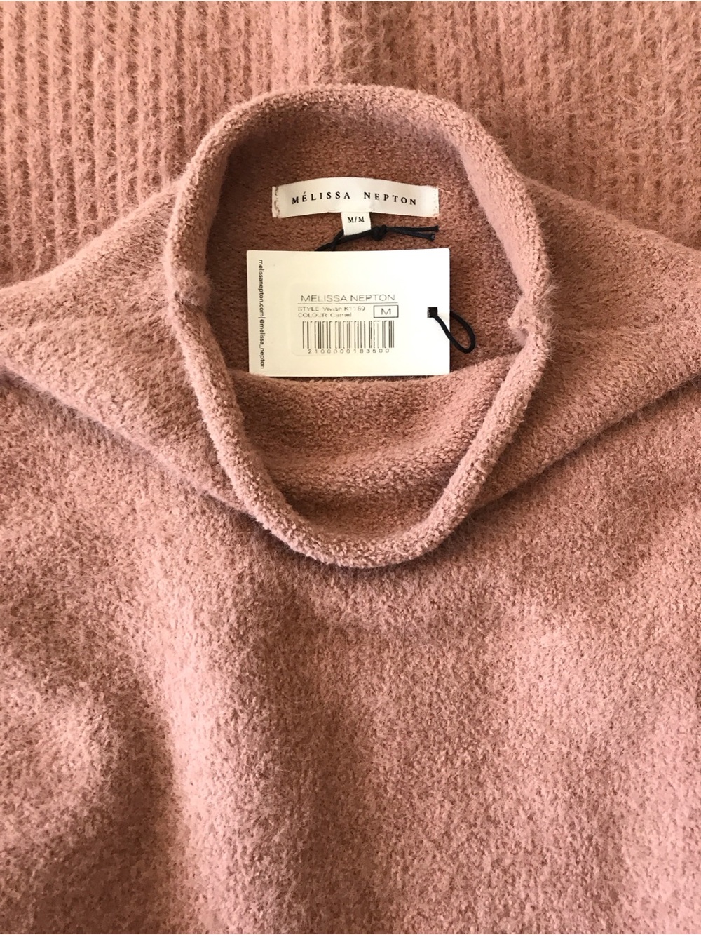 NWT Melissa Nepton Oversized Knit Sweater Dress Jumper Mock Neck M Dusty Peach